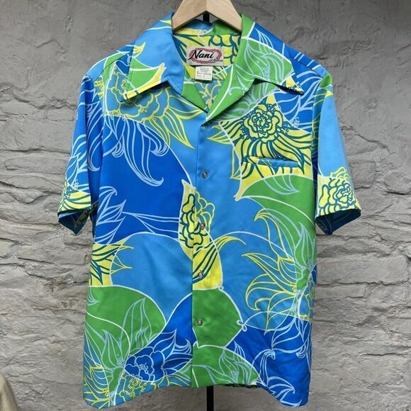 Sears Nani of Hawaii VTG 70s Hawaiian Shirt Short Sleeve Polyester Mens XL - Picture 1 of 6